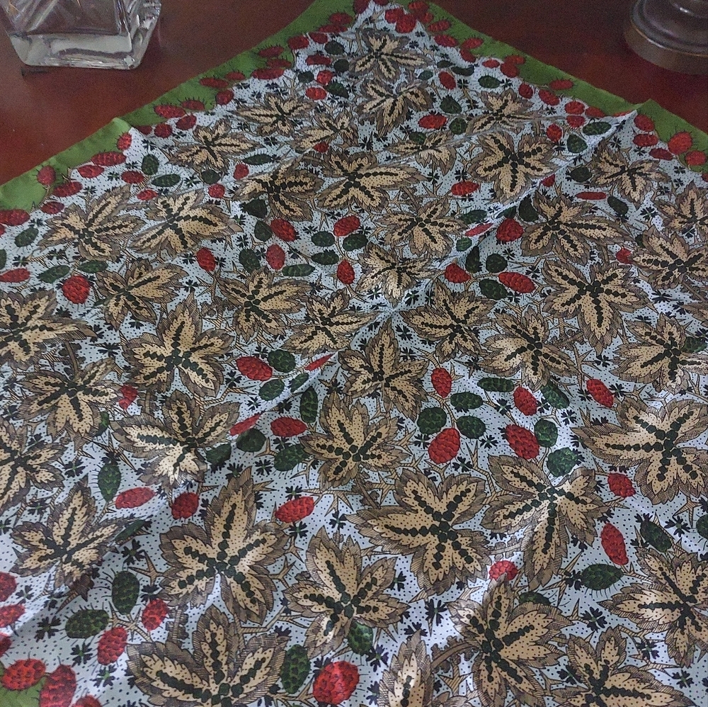 ECHO 26" X 26" Red Berries Scarf, Vintage